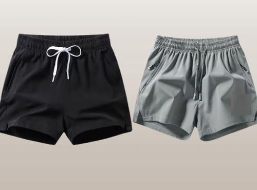 Men's Casual & Stylish Sports Shorts (Combo of Black & Grey)